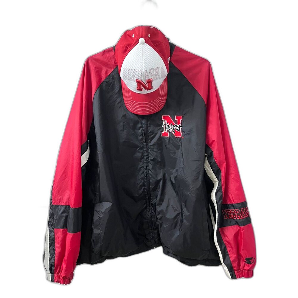 Nebraska Cornhuskers Vintage 90s Starter Mens Windbreaker & Hat